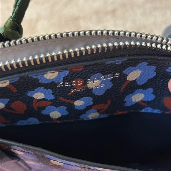 Kate Spade Blue and Brown Satchel with Floral Design